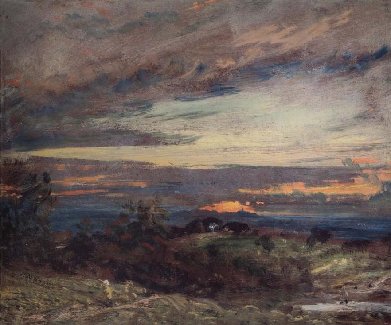 John Constable Hampstead Heath,sun setting over Harrow 12 September 1821 oil painting picture